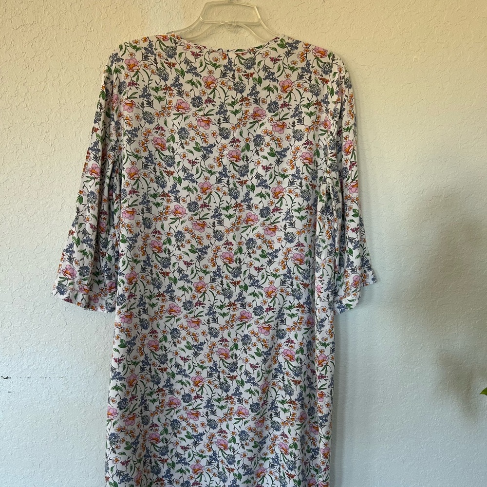 H&M White Floral all-over print 3/4 Sleeve Shirt Dress, summer dress Size 10 - Picture 7 of 9